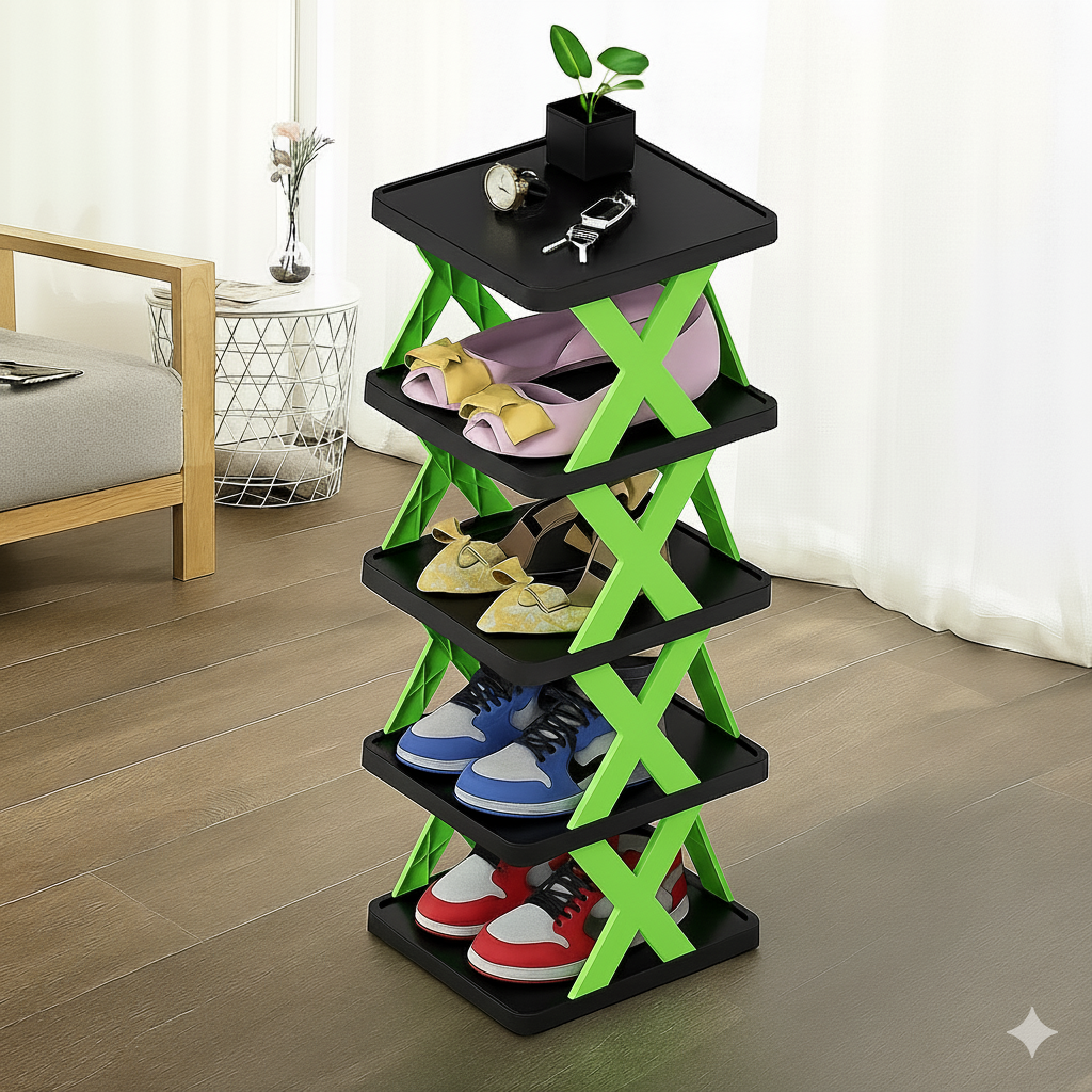5 layer Multifunctional Black Shoe Organizer Rack (Black -HL013)